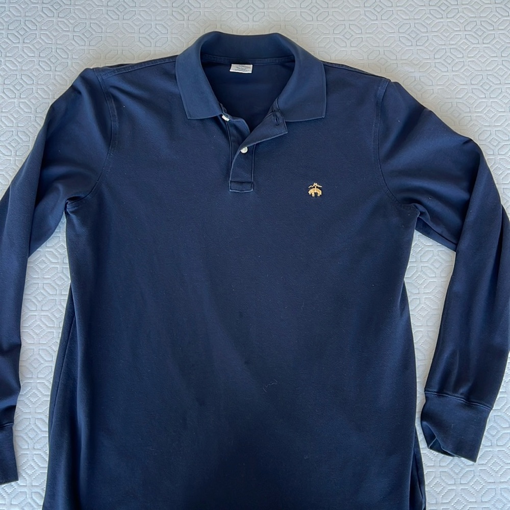 Men’s Brooks Brothers Large Long Sleeve Polo navy blue like new Slim Fit